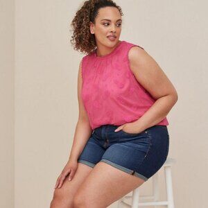 Torrid Ruffle Mock Neck Tank - Mesh Pink Pineapple - 00 M